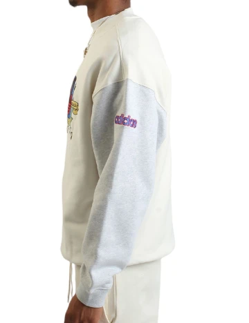 Bluza Oversize Adidas, ecru/gri