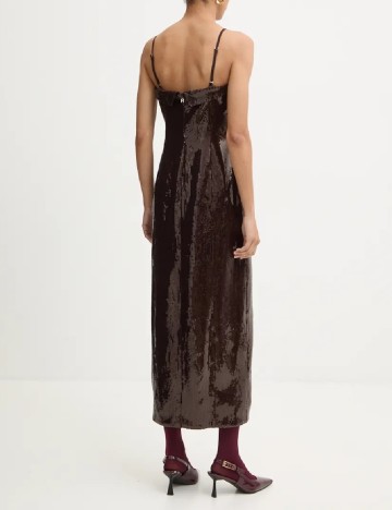 Rochie lunga Rotate, maro