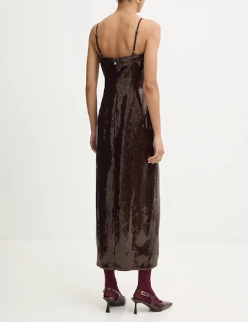 Rochie lunga Rotate, maro