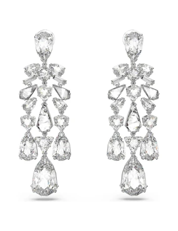 Cercei placati cu rodiu Swarovski, argintiu