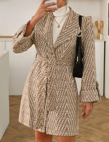 Palton SHEIN, alb/maro