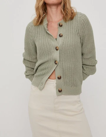 Cardigan Pieces, verde, L