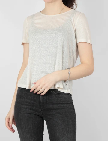 Tricou Pieces, bej, XS