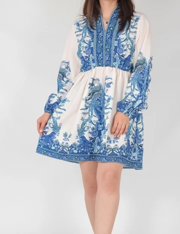 Rochie scurta SHEIN, alb/albastru, M