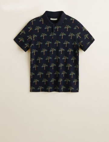 Tricou din bumbac pique imprimat, bleumarin inchis, XXS
