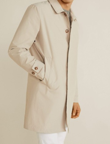 Trenci din bumbac uni, bej foarte deschis, XS