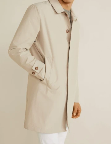 Trenci din bumbac uni, bej foarte deschis, XS