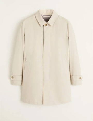 Trenci din bumbac uni, bej foarte deschis, XS
