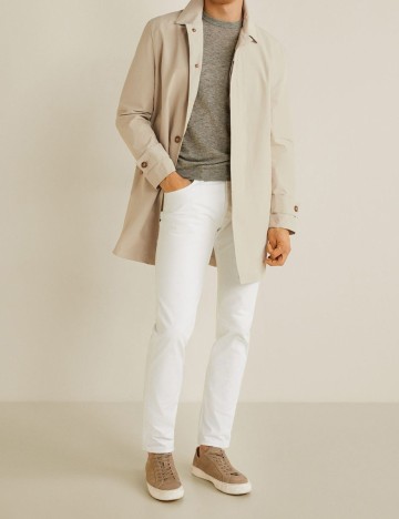 Trenci din bumbac uni, bej foarte deschis, XS