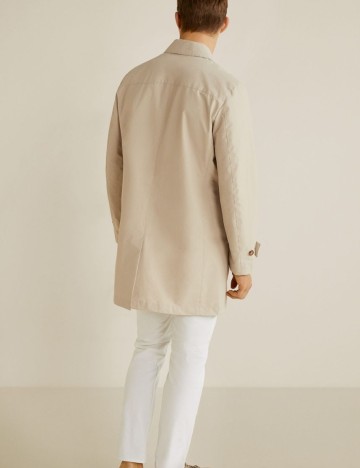 Trenci din bumbac uni, bej foarte deschis, XS