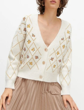 Cardigan Reserved, crem, S