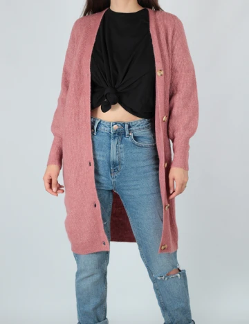 Cardigan Pieces, roz pudra inchis, XS