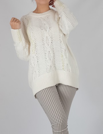 Pulover TRIANGLE, alb, 44/46