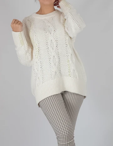 Pulover TRIANGLE, alb, 44/46