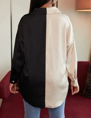 Camasa SHEIN, negru/bej, XL