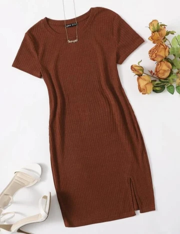 Rochie scurta SHEIN, maro, M Maro