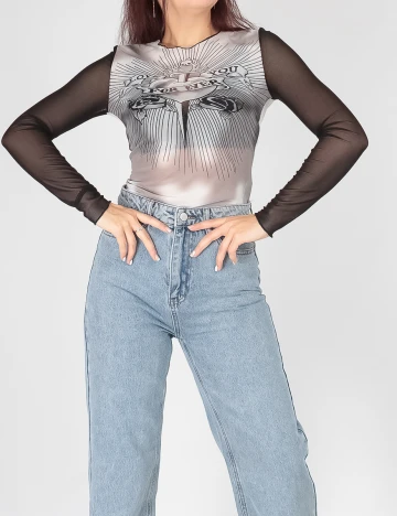 Bluza SHEIN, alb-negru, S