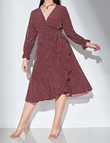 Rochie Medie SHEIN CURVE, grena, 2XL